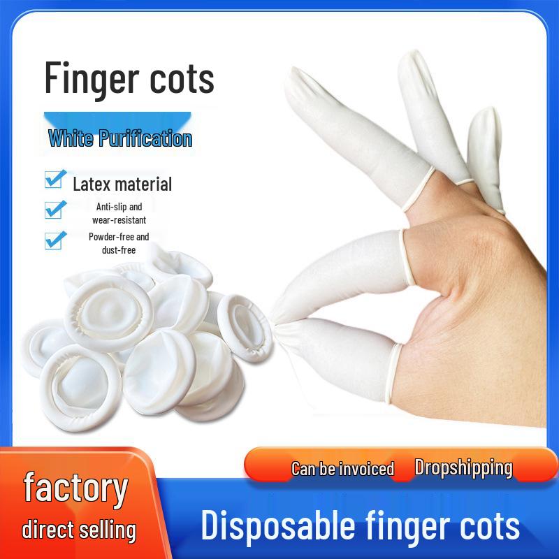 Non-Slip White Latex Finger Cots for Nail Art and Beauty Salons Machine Rolled Finger Cots E1 - 100g
