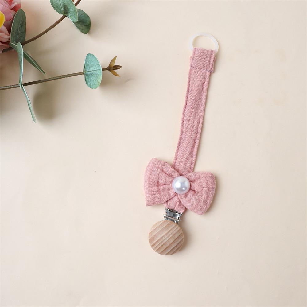 

1 шт. Милая цепочка-клипса для пустышки для новорожденной девочки, Сладкий бантик принцессы, Ткань, Дерево, Игрушки против потери, Цепочка для пустышки