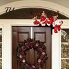 Elk Christmas Home Decor Door Frame Corner Decor, Wooden Santa Reindeer Topper Holiday Sign Ornament, Creative Table EdgeDecoration for Shop