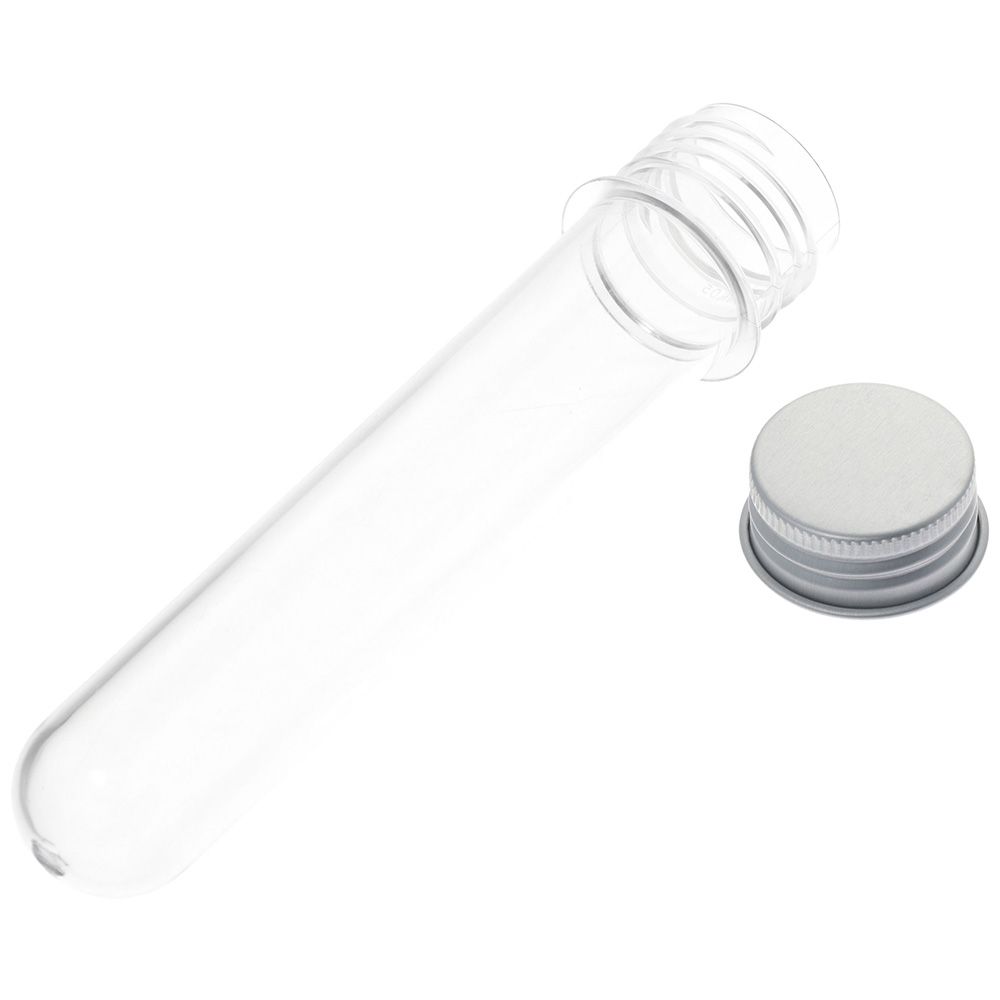 10pcs Plastic Test Tube Transparent 45ml Science Tubes with Aluminum Cover 25×140mm Burette Scientific Experiments