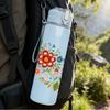 1PC Folk Floral Heart Garland 750ml Color Plastic Sports Water Bottle Leakproof Flip Straw Lid Suitable for Sports Office Home Use