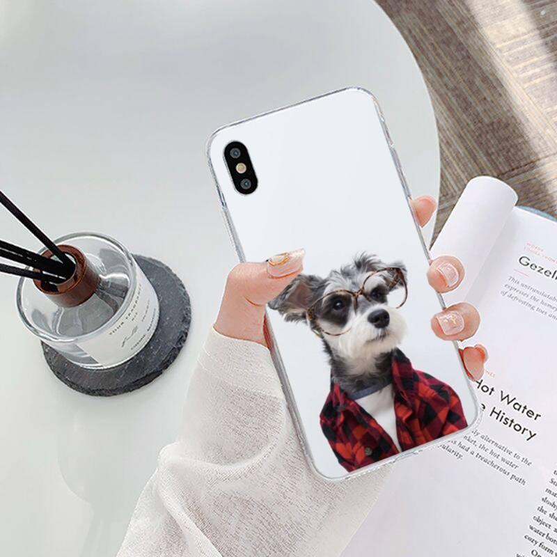 

Милый чехол для телефона с собакой шнауцера для IPhone 14 13 12 11 XS X 8 7 6 Plus Mini Pro Max SE 2022, мягкий прозрачный чехол для телефона iPhone SE 2020-2022