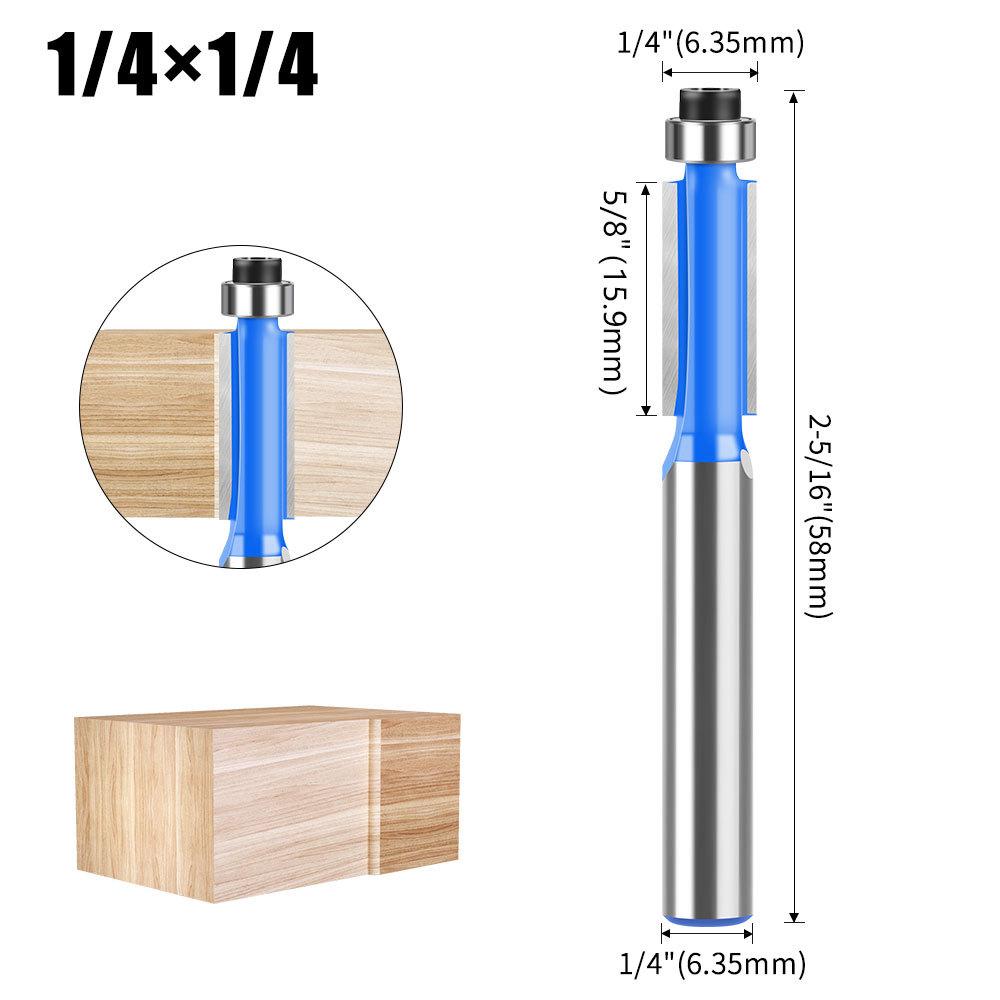 

Хвостовик 1/4 дюйма Фреза для обрезки с подшипником Хвостовик 6 Фреза для фрезерования по дереву с подшипником Фреза для обрезки Фреза прямая двухлезвийная Фреза для деревообработки Trimming knife 1/4 * 1/4 * 16 blue