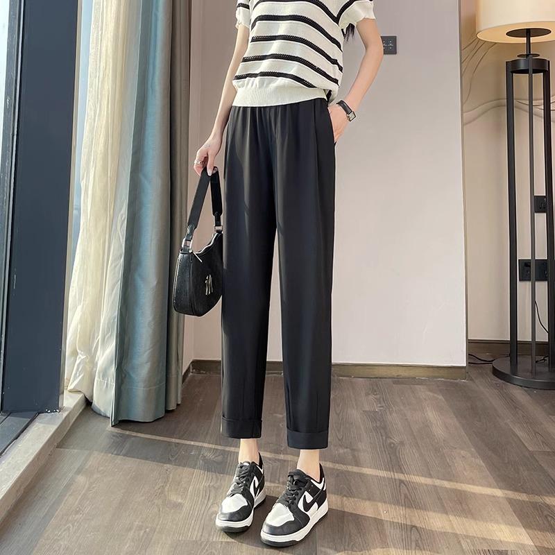 Black Pipe Harlan Pants Women's Spring and Autumn Clothes New Fat Mm Loose and Thin High Waist Straight Casual Radish Pants