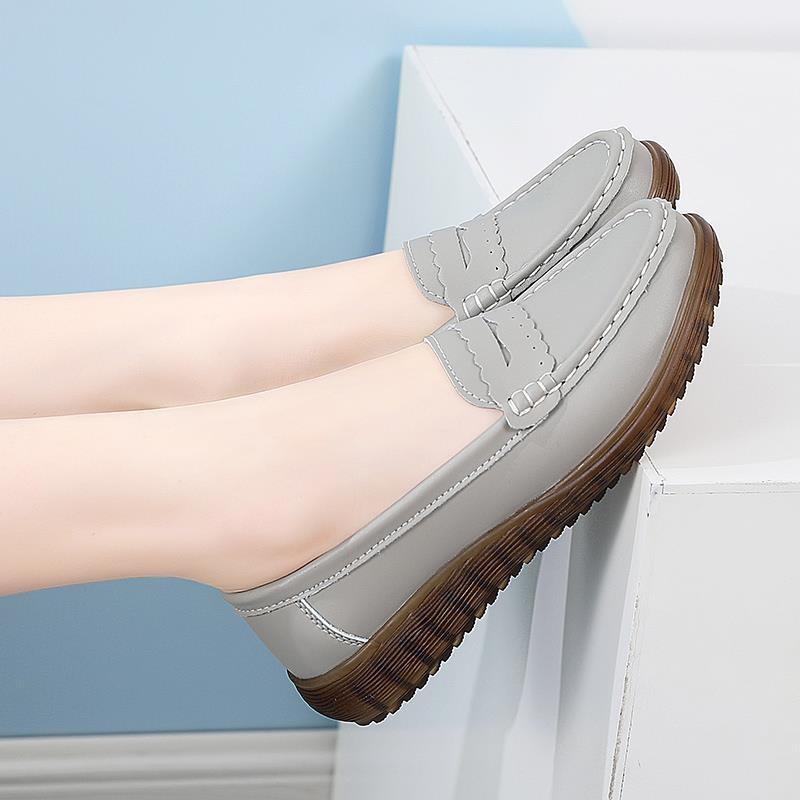 Women's New Autumn Moccasins, Versatile Single Shoes, Comfortable Soft Sole, Rubber Sole, Middle-aged and Elderly Shoes
