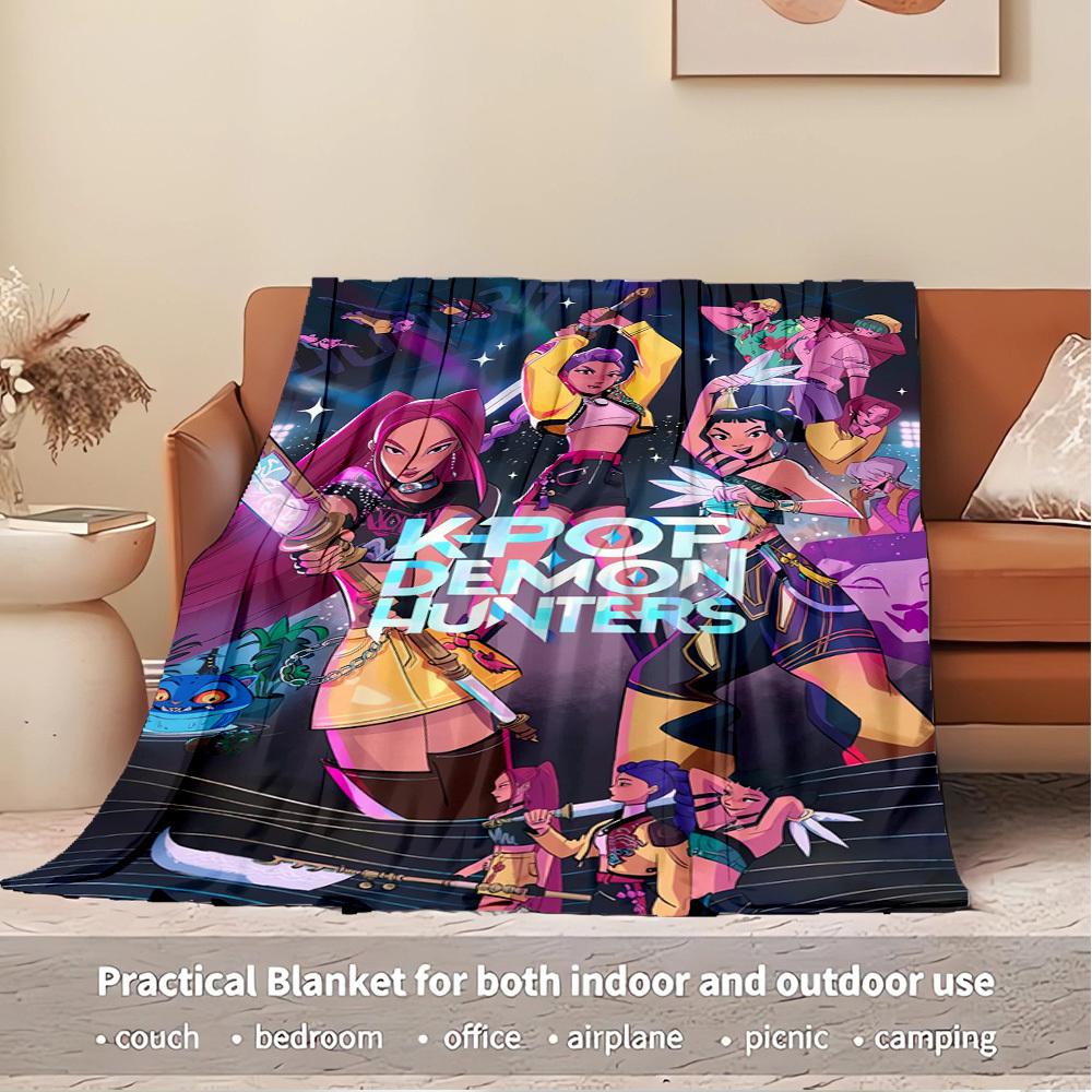 K-POP Anime Girls Group  Four Seasons Soft Warm Blanket  All-Season Thick Knit Polyester Bedspread for Bed, Camping, Travel  Perfect Gift