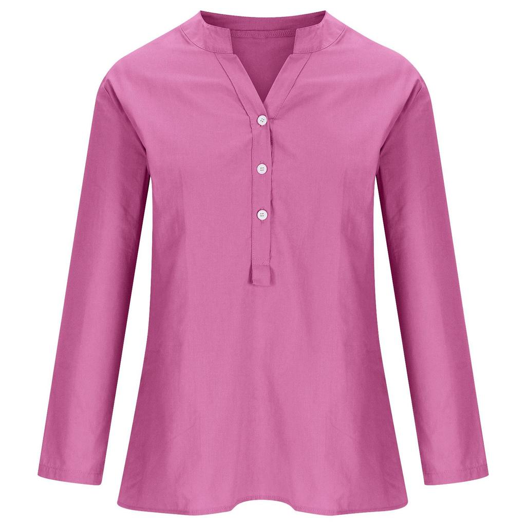 Camicia da donna taglie forti Camicetta estiva a rete ampia Tasche in camicetta di lino in cotone