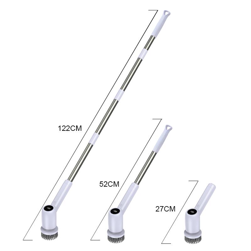 Detachable Long Handle IPX7 Waterproof Electric Spin Scrubber with 7 Replaceable Cleaning Brush Heads