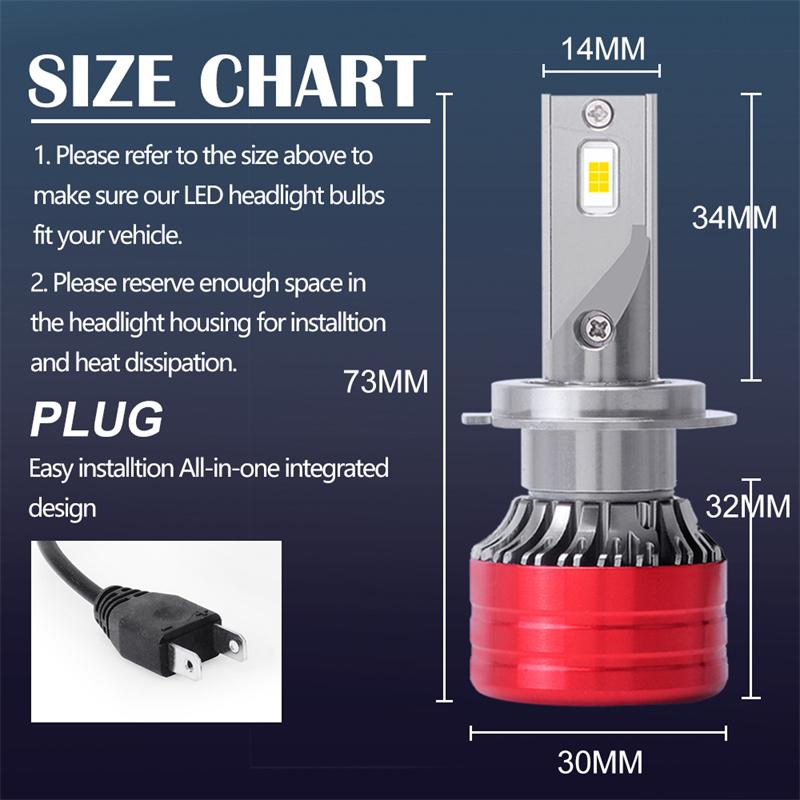 2Pcs H7 Led Bulb 6000K Cool White Led Fog Light Bulbs With Cooling Fan Led Fog Lights Plug And Play Ip67 Waterproof