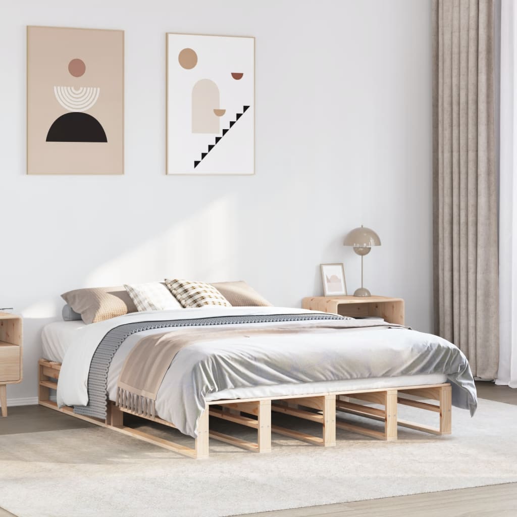 Vidaxl Rama Łóżka Bez Materaca, 140X200 Cm, Lite Drewno Sosnowe