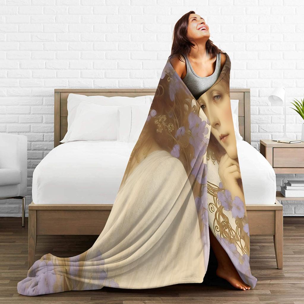 Warm Soft Blanket Boy Girl Camping Language of Flowers Alphonse Blanket Flannel Bedspread For Home Decor Funny Sofa Bed Cover