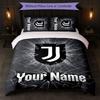 Juventus FC Custom Name Text Bedding Set 1 Duvet Cover+2 Pillowcases Soccer Logo Personalized Gift For Special Occasion Bedroom Decor