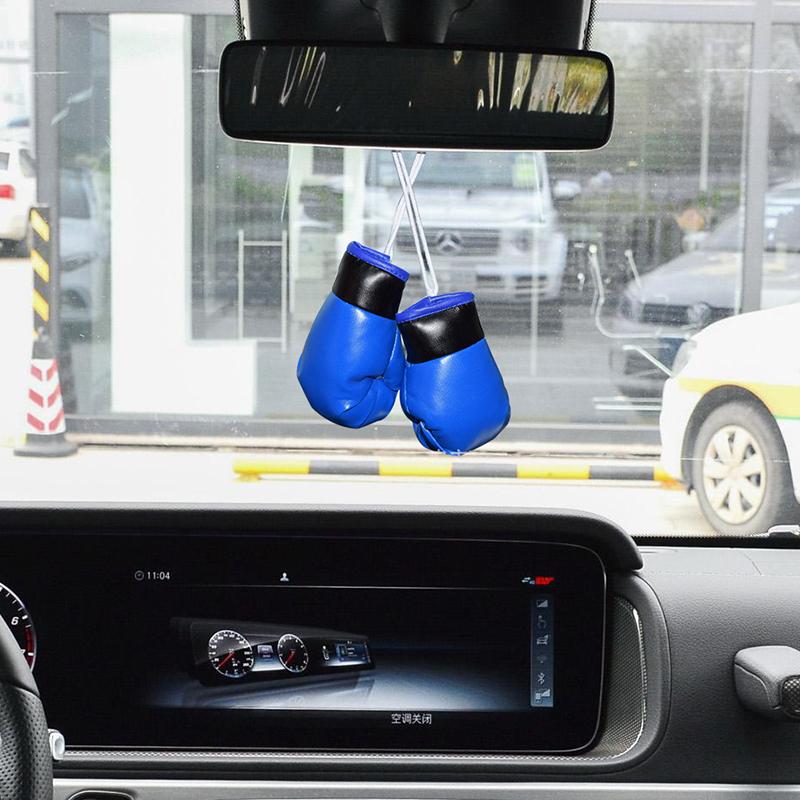 1 Pair Car Boxing Gloves Hanging Ornament Leather Auto Rearview Mirror Pendant DIY Car Accessories Interior Cool Decoration