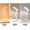 Folding LED Desk Lamp Bedside Bedroom Charging Night Light Eye Protection Stepless Dimming 3-Color Lighting Reading Table Lamps