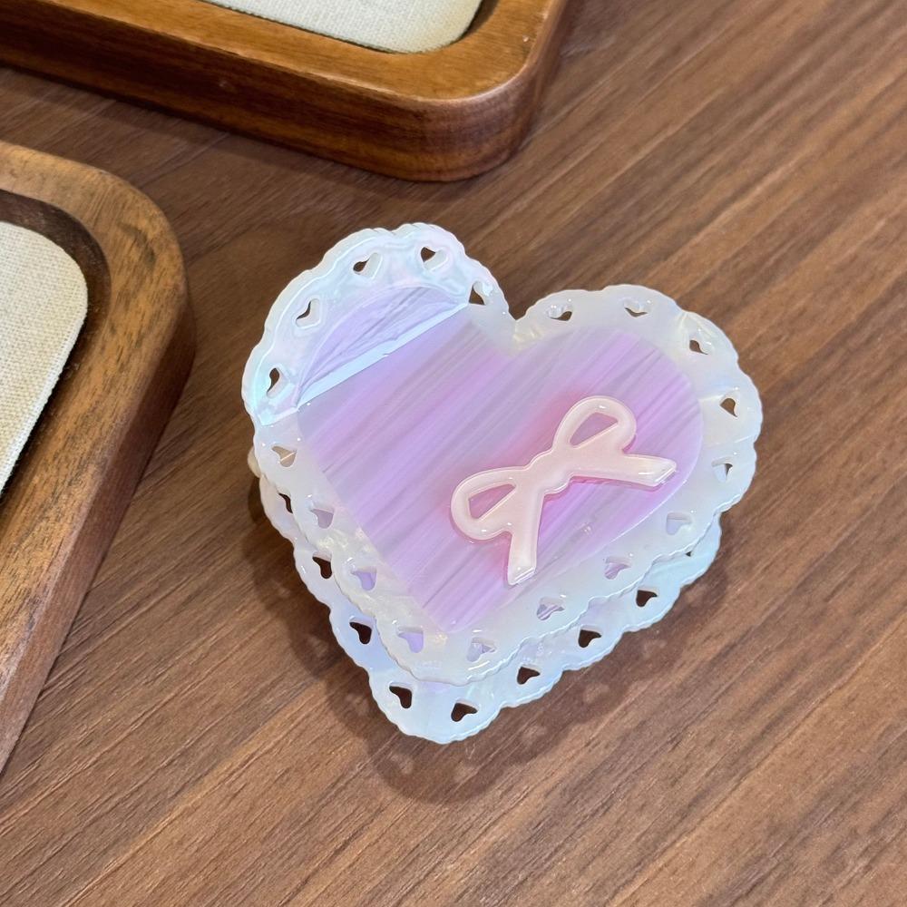 

Korean Style Heart Shark Clip Elegant Bow Hair Claw Hair Accessories Acetic Acid Hair Claw Party фиолетовый