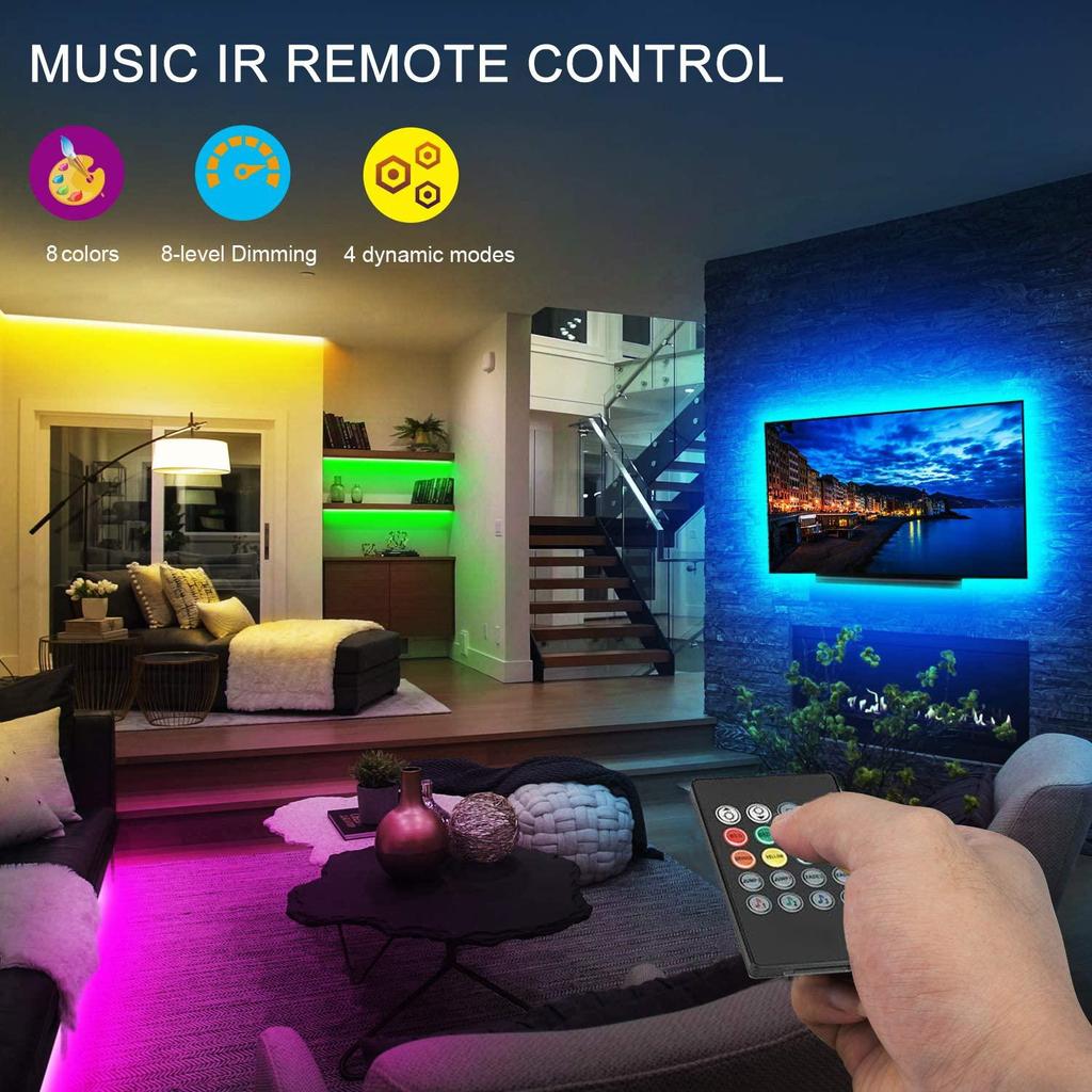 TV podsvietenie, synchronizácia hudby cez USB RGB 5050 LED pásové svetlo pre 15-80-palcový TV zrkadlový počítač