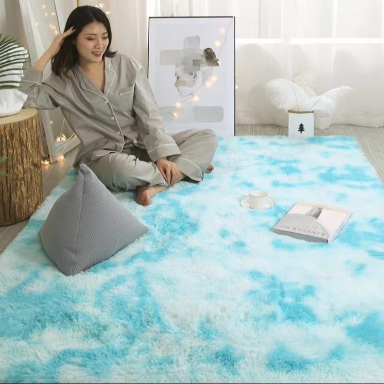 Modern Luxury Plush Tie Dye Fluffy Carpet Soft Rainbow Shaggy for Living Room High Pile Machine Made 1 Piece MOQ Hot Sale