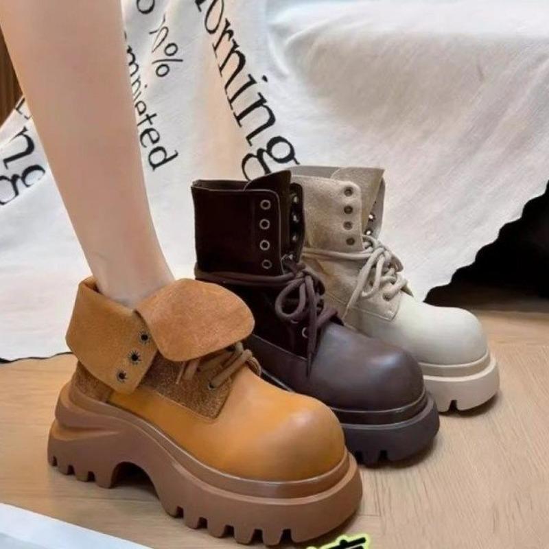 Fashion 2025 New Boots for Women Fashion Hot Sale Yellow Goth Platform Heels Wedge Women's Boots Casual Boots Size 42 Women's Shoes 325