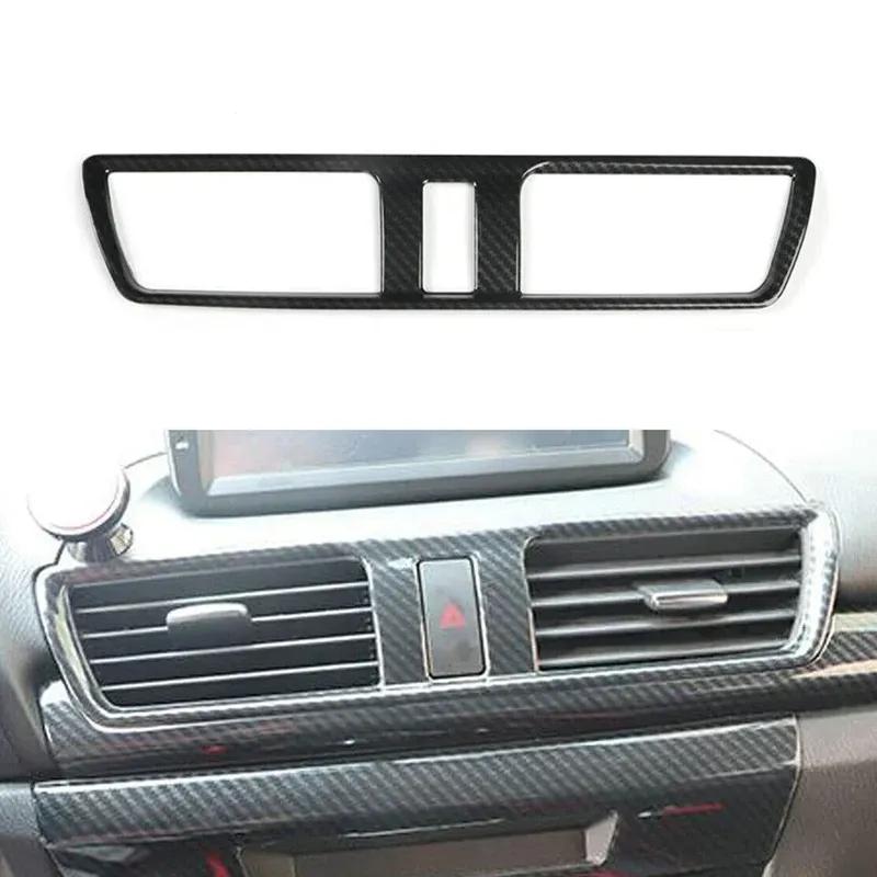 For Mazda 3 Axela 2014- Carbon Fiber Pattern Middle Air Outlet Vent Trim Cover Stickers Car Styling Accessories