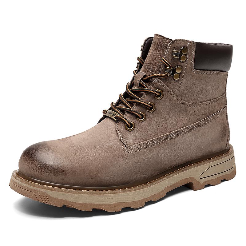 2024 New Winter Ankle Leather Boots Men's Boots Outdoor Comfortable Boots Classic Design Retro Men Plus Velvet Casual Snow Boots