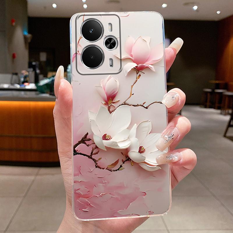 Casing For Realme 14 5G RMX5075 14T RMX5078 Phone Case Clear Luxury Butterfly Fashion Flowers Soft Silicone TPU Protective Cover