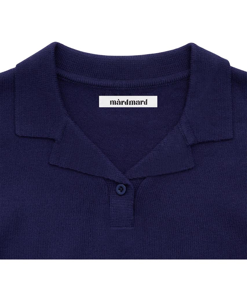 MARDMARD Open Collar Emblem Knit - Navy