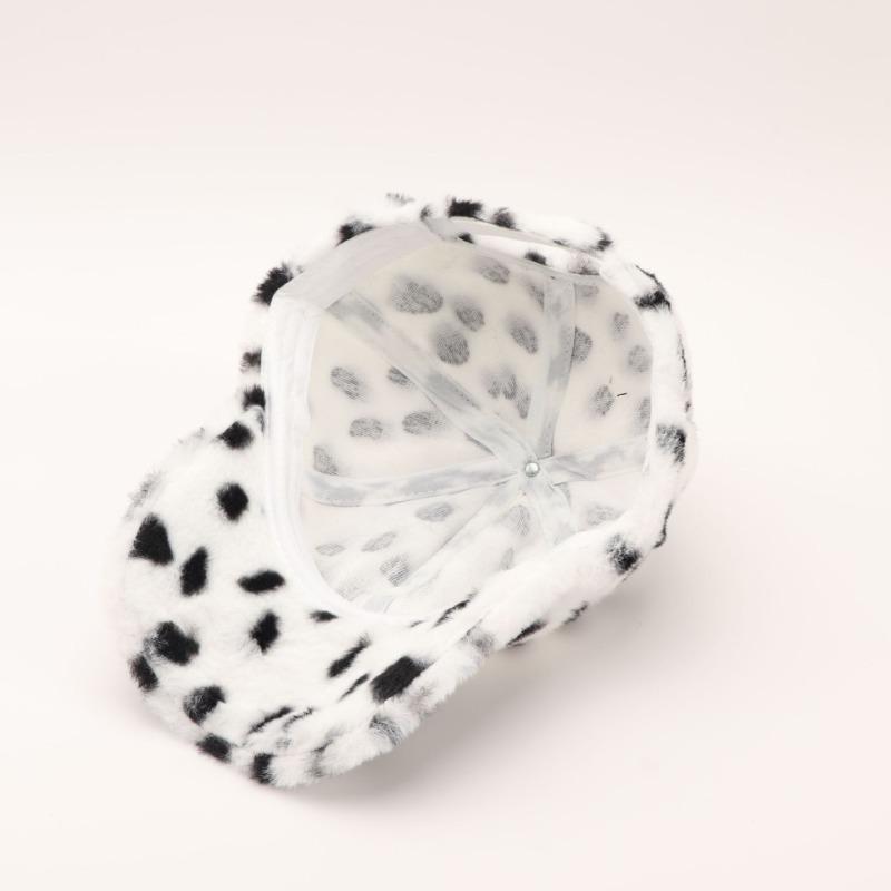 Winter Warm Plush Leopard Print Adjustable Baseball Cap