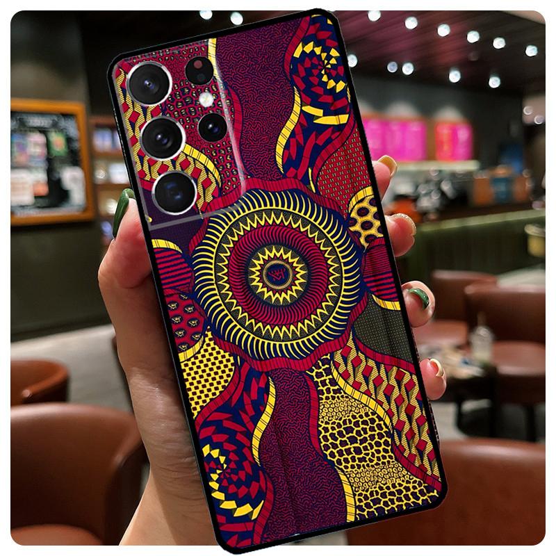 African Style Fabric Print Silicone Case For Samsung Galaxy S23 S22 Ultra S21 S20 FE S8 S9 S10 Plus Note 20 Ultra Cover