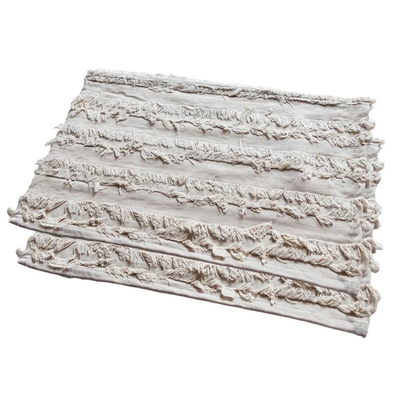 Pack of 2 Cotton Linen Dining Mats Set Table Decors Dish Protective Mats Cotton Linen Texture Suitable for Table Meals