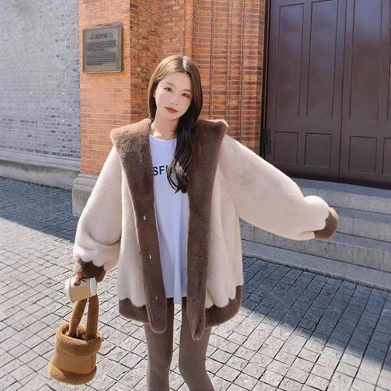 Lazy Wind Mink Fleece Fur Coat Women's Winter New Thickened Cold-proof Coat Wool Cotton Coat Cotton Coat