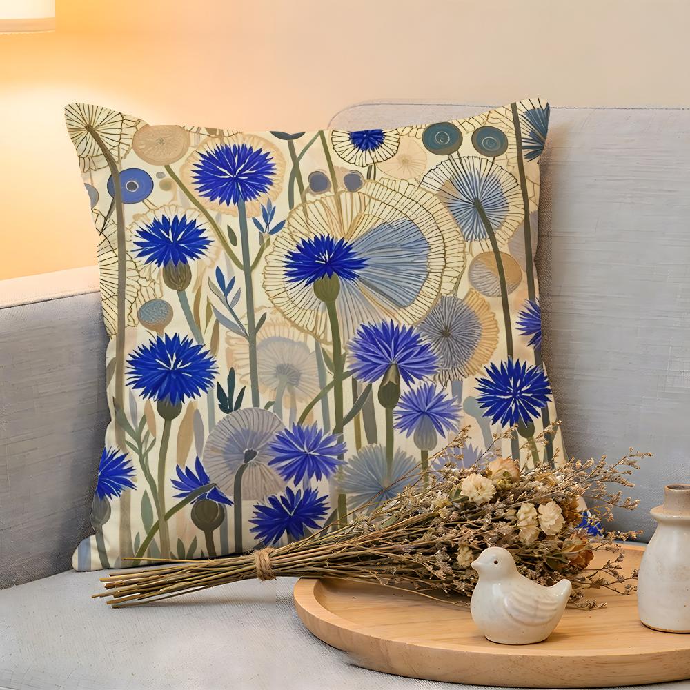 Cushion Cover  Linen  SkinFriendly Soft Decorative Case for Sofa Home Decor Cornflower Pillow Cover
