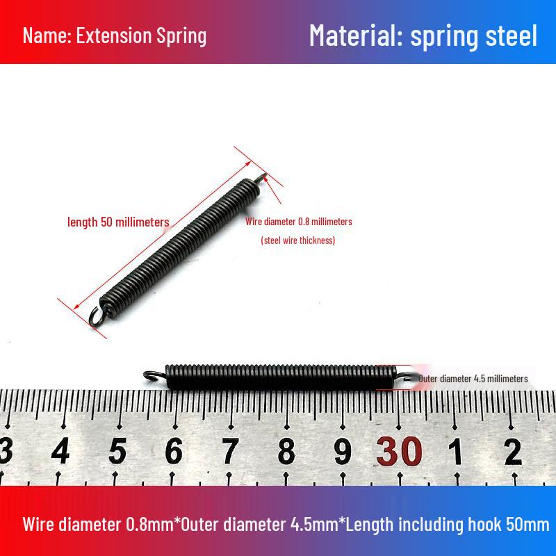 0.8mm Yellow Extension Spring with Hooks - Stapler Rebound Force 