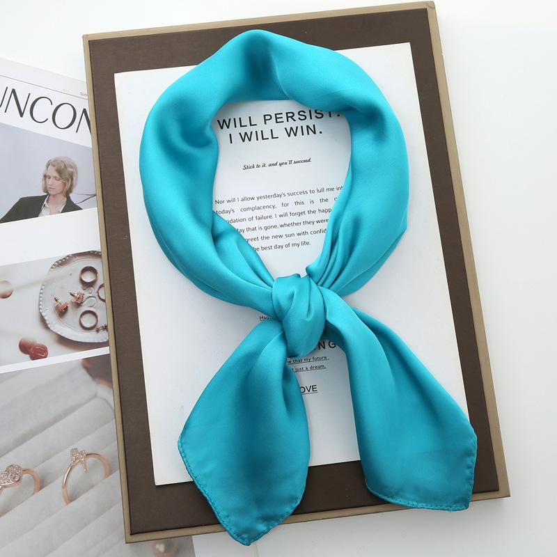 70cm Solid Color Small Square Scarf Women Trendy Versatile Neck Scarf Match Blazer Shirts Decorative Bandana