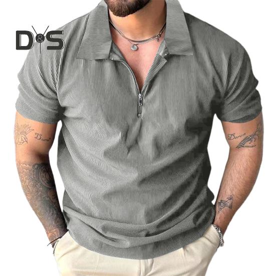 Pánské tričko s krátkým rukávem a zipem, jednobarevné, volné, s krátkým rukávem, pro golf, streetwear, pláž, cestování