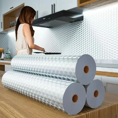 Küchenölfest Wandaufkleber Modern Schimmelbeweis Tapete Selbstklebende Folie Wasserdichtes Papier Heimdekoration Aluminiumfolie