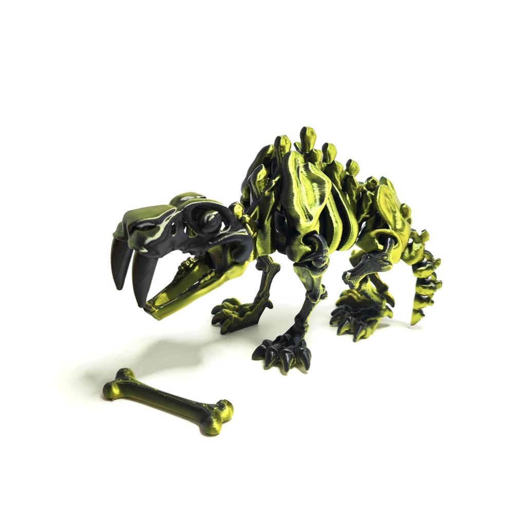 3D Printed Saber-Toothed Tiger Skeleton Jointed Toy Decoration - Decompression Handicraft Gift