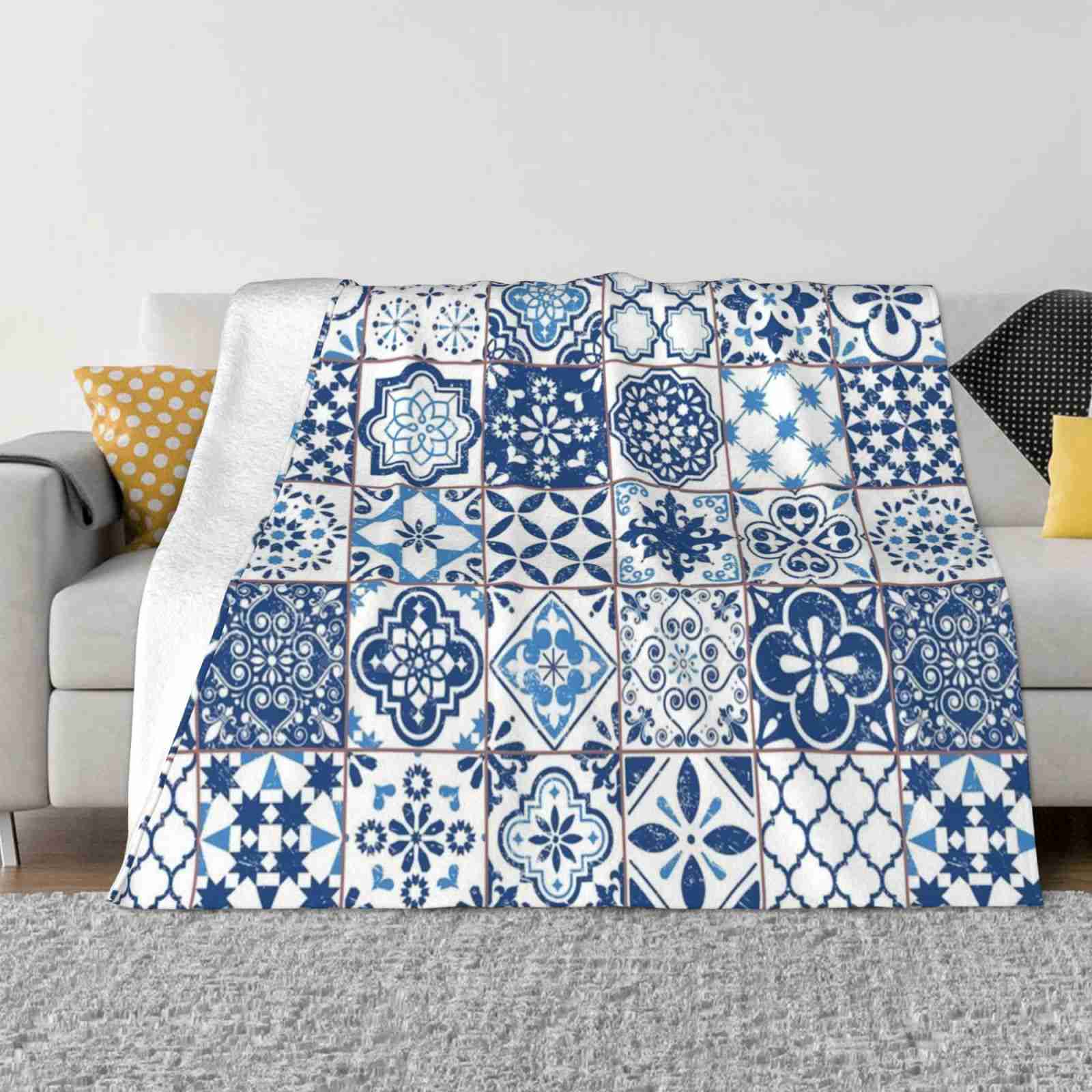 Португальские азулежу Новое поступление Модный Повседневный Теплый Фланелевый Плед Лиссабонские азулежу Лиссабон Керамический Винтажная текстура Португалия 30x40in