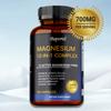 Kapsułki magnezowe, zawierające mieszankę glicynianu magnezu, cytrynianu magnezu i jabłczanu magnezu, 700 mg, wegetariańskie, odpowiednie dla dorosłych.
