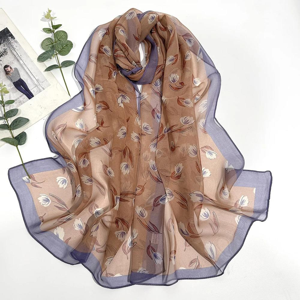 

1Pcs Chiffon Georgette Silk Scarf Elegant Bandana Scarf Durable Headband Shawl Summer Beach Color 9
