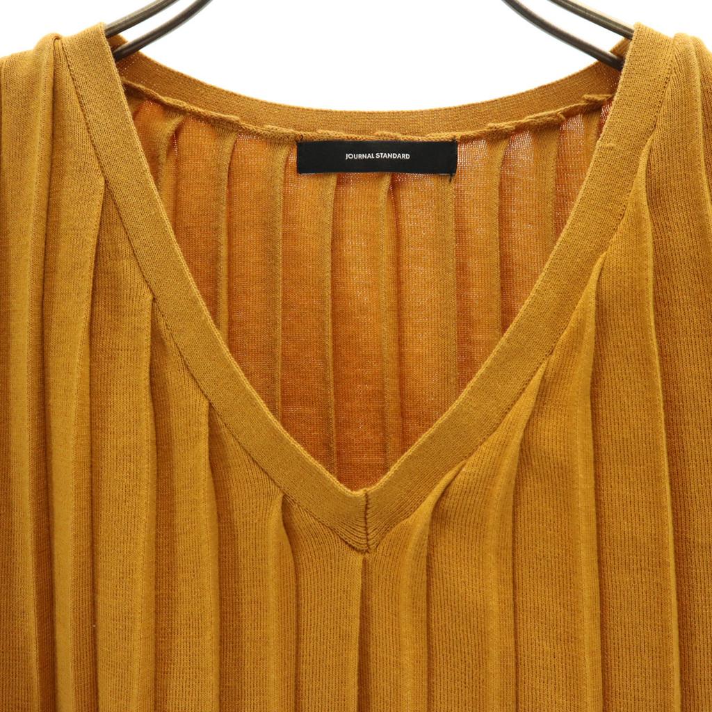 JOURNAL STANDARD No sleeve Pleated V-neck knit Camel Women Used