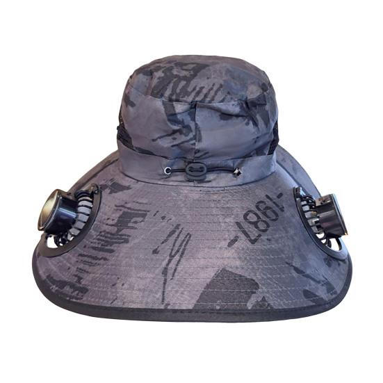 Fan Cap Wide Brim Sun Protection Hat with Dual Power Supply Fans Solar USB Charging Built-in Battery Outdoor Cooling Hat A