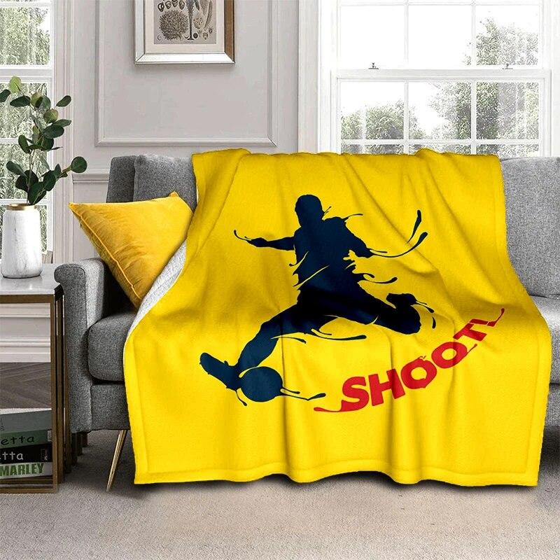 3d fotbal fotbal sportovní silueta vzor manta potah na rozkládací pohovku měkká deka kostkovaná měkká teplá flanel přehazovací deky ventilátory dárek