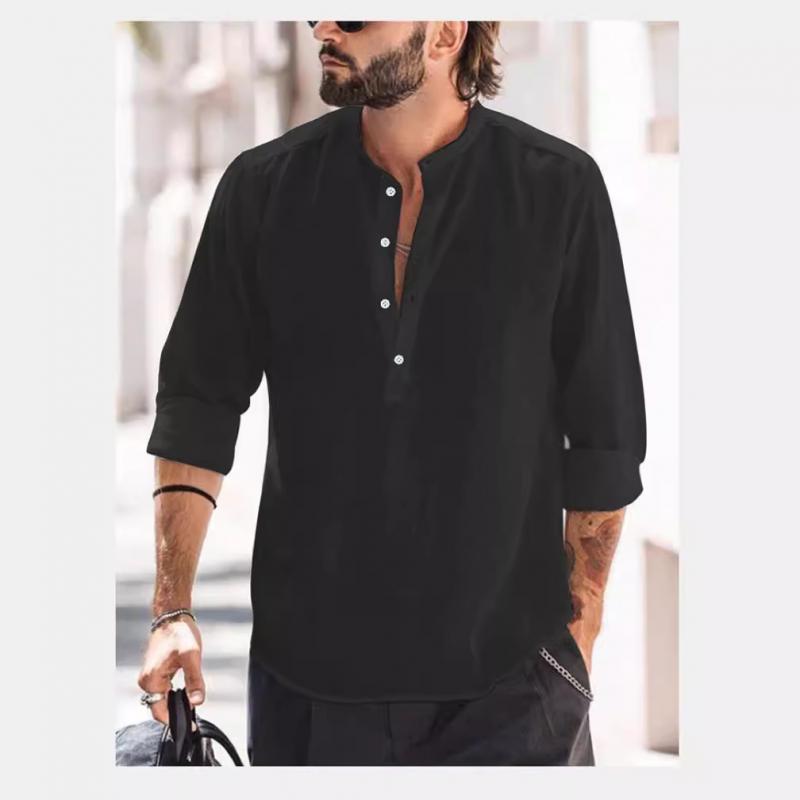 2025 New Summer Thin Shirts Men Casual Shirts Men Long Sleeve Male Henley Beach Shirts Hawaiian T Shirts
