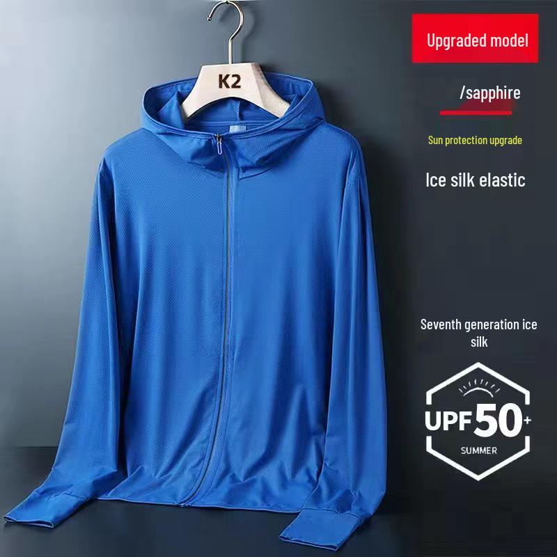 

Мужская модная куртка из ледяного шелка и сетки с защитой от солнца UPF50 - Дышащая, тонкое солнцезащитное пальто 4XL королевский синий