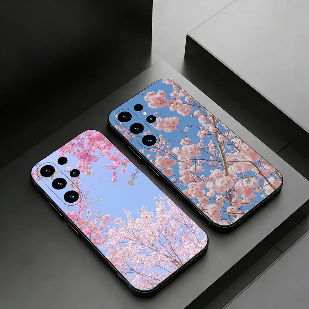 Pink Sakura Phone Case For Samsung Galaxy S26,25,24,23,22,21,20Plus Ultra