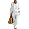 Popular 2026 autumn and summer cross-border new foreign trade women's clothing long-sleeved shirt casual trousers two-piece set