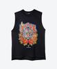 UNTAGE Tiger Print Sleeveless T-Shirt [Black(Unisex)]_Utt-St45