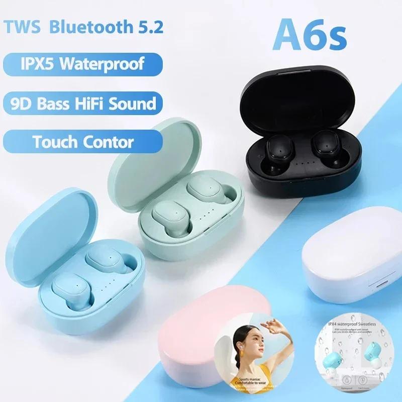 A6S Original TWS Wireless Bluetooth Headset 5.0 Wireless Earphones Sport Earbuds Headset with Mic for Xiaomi Huawei Smartphones