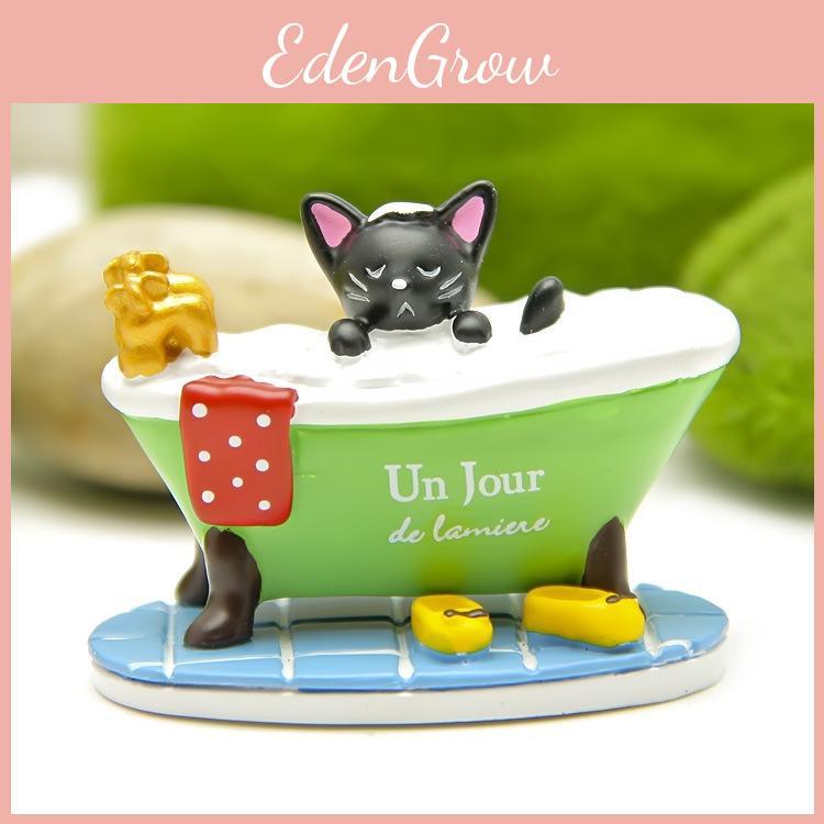Black Taking Cat A Bath In The Bathtub Resin Ornament For Home Gifts Styling