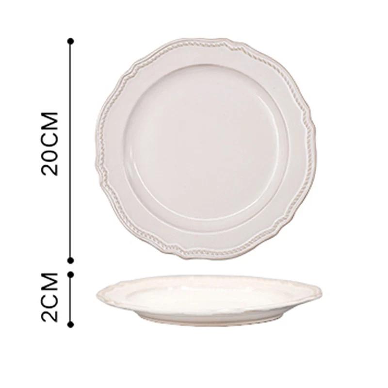 Relieff Keramiske Tallerkener Nordisk Stil Vintage Middagstallerken Biff Pastarett Sett Husholdningsskål Kaffekopp Krus Restaurant Servise